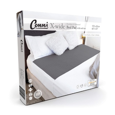 Conni Reusable X-Wide Bed Pad with Tuck-ins - Charcoal