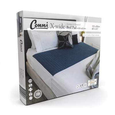 Conni Reusable X-Wide Bed Pad with Tuck-ins - Teal Blue