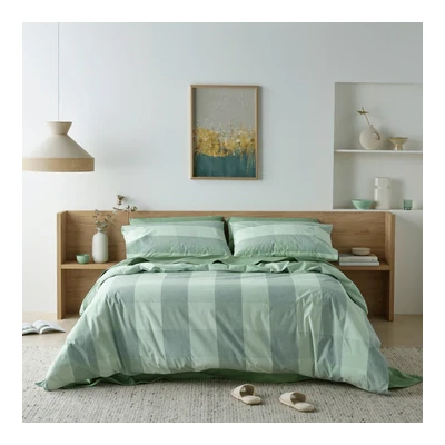 Staydry Waterproof Quilt Cover Set  - Sage Check
