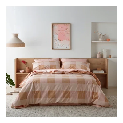 Staydry Waterproof Quilt Cover Set - Blush Check