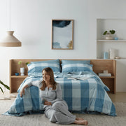 Staydry Waterproof Quilt Cover Set - Blue Check