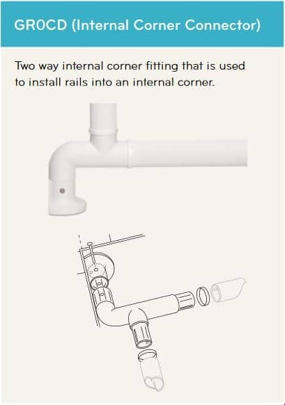 Canterbury Smooth Internal corner 2-way fitting+1 cutoff base