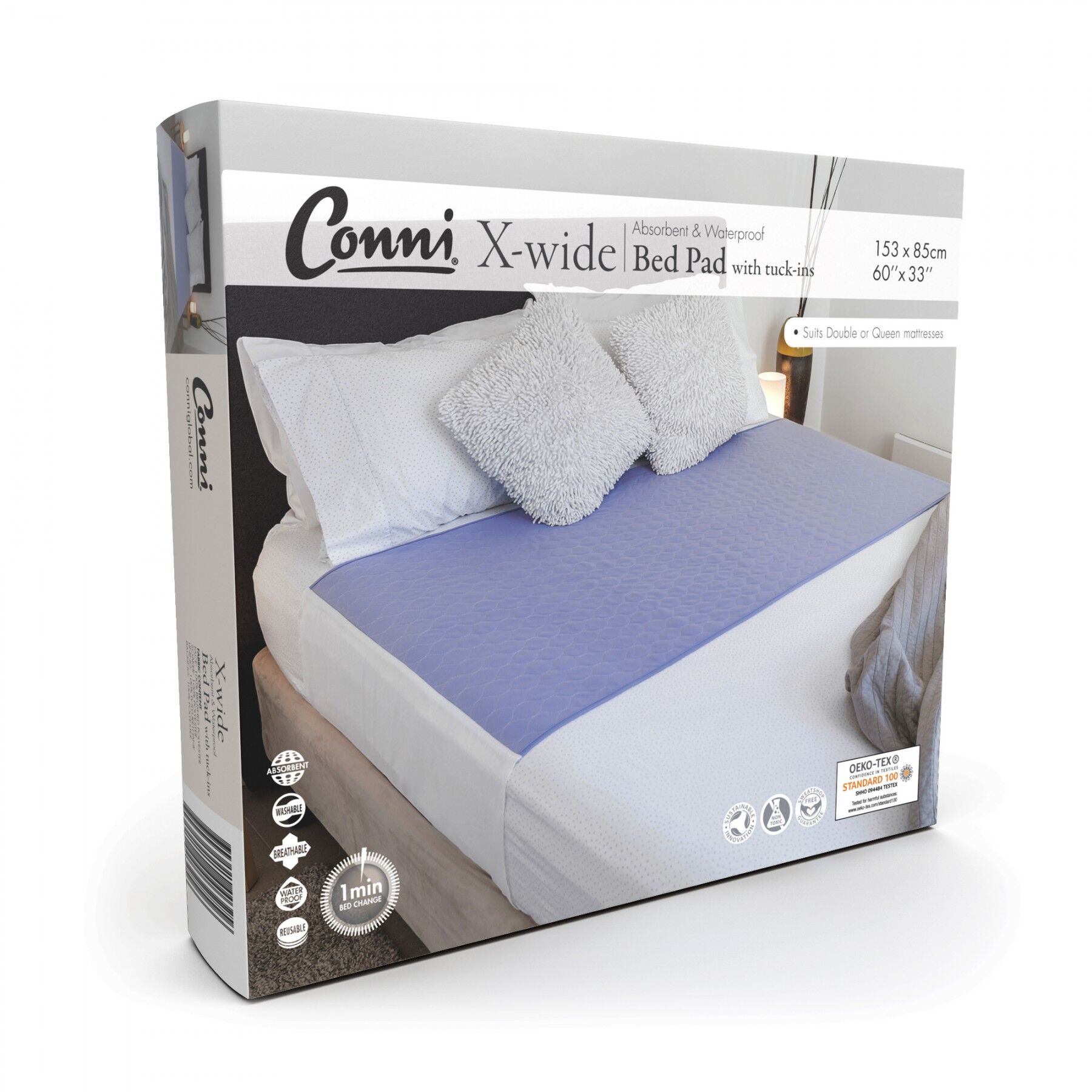 Conni Reusable X-Wide Bed Pad with Tuck-ins