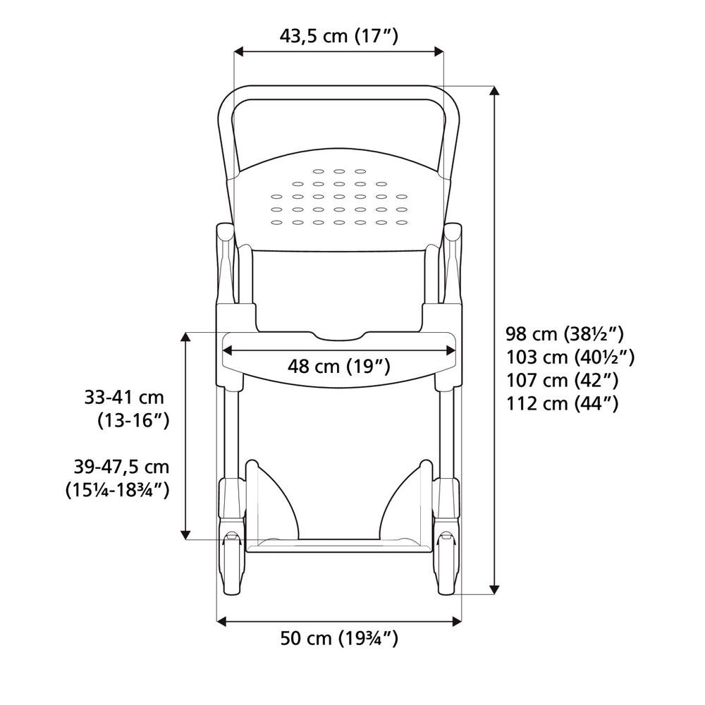 ETAC Clean Mobile Shower Commode - Open Front